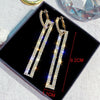 Fashion Long Geometric Drop Earrings Luxury Gold Silver Color Rectangle Rhinestone Earring(Gold)