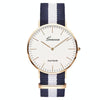 2 PCS Simple Ultra-thin Large Dial Two-pin Color Matching Nylon Canvas Belt Quartz Watch(Gold8)