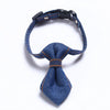 Dark Blue Denim Cowboy Bow Tie Pet Collar, S (16-32cm), Cats & Dogs
