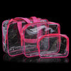 Portable Travel Zip Look PVC Bags Waterproof Transparent Makeup Storage Bag, SIZE:3Pcs Set(Pink)
