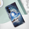 For Samsung Galaxy A26 5G Colored Drawing Pattern Plain Weave Leather Phone Case(Waves And Sun)