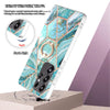For Samsung Galaxy S25 Ultra 5G Splicing Marble Flower IMD TPU Phone Case Ring Holder(Blue)
