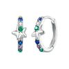 S925 Sterling Silver Platinum-plated Colorful Starlight Ear Clip Earrings(BSE1048)