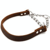 Leather Dog Collar, XL, Coffee, Half P Shape, 65cm Head