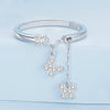 BSR349 Sterling Silver S925 Butterfly Chain Open Zircon Plated Gold Ring