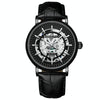 BINBOND B7872 Multifunctional Hollow Luminous Waterproof Quartz Watch, Color: Black Leather-Black-Black