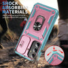 For Samsung Galaxy S25 5G Sliding Camshield TPU Hybrid PC Phone Case with Holder(Pink+Green)