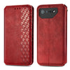 For ASUS ROG Phone 7 Cubic Grid Pressed Magnetic Leather Phone Case(Red)