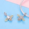 S925 Sterling Silver Bee Zircon Pendant Lady DIY Necklace Pendant, Style:Pendent