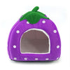 Foldable Strawberry Pet Bed House, Plush Nest, XS Cat/Small Dog