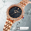 SKMEI 1799 Pearl Diamond Round Dial Stainless Steel Strap Quartz Watch for Ladies(Rose Gold and Purple Surface)