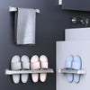 Vilscijon Aluminum Alloy Wall Hanging Shelf Bathroom Toilet Slippers Towel Rack, Colour: Short Black