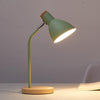 E27 Button Switch Wood Table Lamp Metal Shade Desk Light Bedside Reading Book Light Home Decor, Light Source:9W Led White Light(Green)