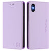 For iPhone XS Max RC01 Dual-Folded Magnetic Suction RFID Leather Phone Case(Light Purple)