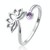 S925 Sterling Silver Simple Lotus Women Open Ring