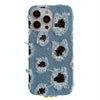 For iPhone 14 Pro Creative Multi-hole Black Lace Denim PU Phone Case
