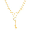 OPK GX2437 Stainless Steel Star Moon Tassel Pendant Double Layers Stacked Collarbone Chain(Gold)