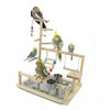 Parrot Playstand | Wooden Bird Perch with Bowls | 44cm High