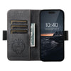 For iPhone 14 Plus Suteni J07 Multi-functional Horizontal MagSafe Denim Leather Phone Case(Black)