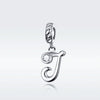 S925 Sterling Silver 26 English Letter Pendant DIY Bracelet Necklace Accessories, Style:J