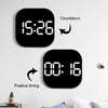 13-Inch LED Acrylic Electronic Clock Large-Screen Square Wall Clock With Timing Temperature Humidity(6632 White Red)