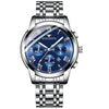 FNGEEN 4006 Men Trendy Waterproof Quartz Watch(White Steel Blue Surface)