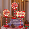 Christmas Street Sign STOP Decorative Lights Wooden Window Atmosphere LED Lights, Style: Round