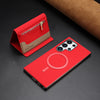For Samsung Galaxy S21 Ultra 5G Zipper Horizontal Magnetic Card Bag RFID MagSafe Phone Case(Red)