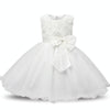 White   Girls Sleeveless Rose Flower Pattern Bow-knot Lace Dress Show Dress, Kid Size: 120cm