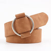 Casual Needleless Round Buckle Wide  PU Leather Belt for Women, Belt Length:103cm(light tan)