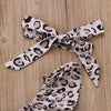 Girls Leopard Print Tube top + Denim Trousers + Hair Band Set, Kid Size:90cm(Leopard)