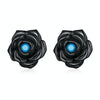 S925 Sterling Silver Black Rose Ear Stud Women Earrings