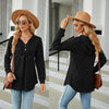 Autumn Winter V-Neck Loose Long Sleeve Hooded Sweatshirt Women Outerwear, Size: M(Black)