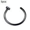 5pcs Stainless Steel Nose Ring Without Hole C-Shape Nose Staple Lip Band Earrings, Size: 0.8 x 10+2(Black)