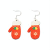 Christmas Element Cartoon Decoration Earrings Shiny Earrings, Spec: Red Gloves