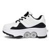 DF09 Children Runaway Sports Shoes Four-wheel Retractable Roller Skates, Size:43(Black White)