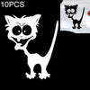 10 PCS Cat Pattern Car Styling Sticker Reflective Waterproof Vinyl Funny Car Sticker, Size: 1311cm(White)