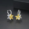 Cute Romantic Lovely Clear Stone Flower Shape Convenient Simple Stud Copper Cubic Zirconia Earrings(Green)