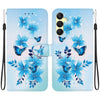 For Samsung Galaxy A25 5G Crystal Texture Colored Drawing Leather Phone Case(Blue Butterflies)