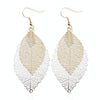 Double-layered Leaves Tassel Earrings Simple Retro Metal Leaf-ears Ornaments(Black Purple)