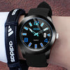 addies MY-1601 Luminous Version Silicone Watchstrap Quartz Watch, Support Calendar, Size:L(Gray)