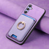 For Samsung Galaxy M14 5G Retro Cross Leather Ring Vertical Insert Card Bag MagSafe Phone Case(Purple)
