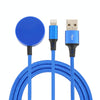 For iPhone / Apple Watch 2 In 1 8 Pin + Magnetic Charging Base Multi-function Charging Cable, Length: 1m(Blue)