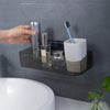 Bathroom Seamless Non-perforated Shelf Wall Hanging Storage Basket(Transparent Black)