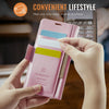 For iPhone 13 Pro AutSpace A11 Side Buckle MagSafe Magnetic RFID Phone Leather Case(Rose Gold)
