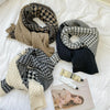 Classic Houndstooth Color Matching Scarf Women Autumn And Winter All-Match Warm Knitted Bib, Length (cm): 190cm( Black)