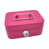 Portable Metal Safe Cash Box Piggy Bank Money Organizer with Key(Small Pink)