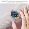OLEVS 5869 Ladies Business Waterproof Steel Strap Quartz Watch(Blue + Rose Gold)