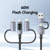 USAMS 60W 6 in 1 Digital Display Fast Charging Cable, Length:2m(Titanium Gray)