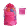 Double Shoulder Mesh Backpack Toy Storage Beach Bag For Children(Rose Red)